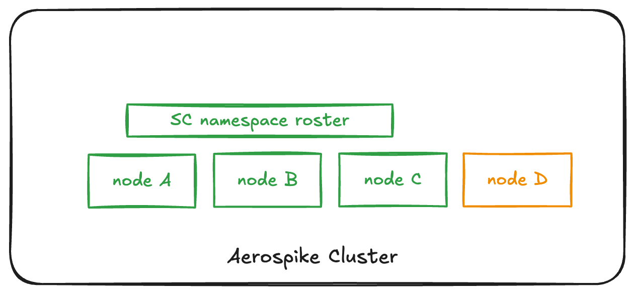 Aerospike strong consistency namespace roster inside a larger cluster